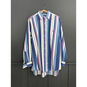 Ralph Lauren The Big Shirt Multi Stripe Button Down Shirt Size Large